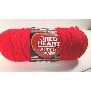 NWT Vintage Red Heart 0390 Hot Red  4 Ply Worsened Acrylic Yarn